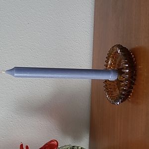 Vintage amber glass candle holder